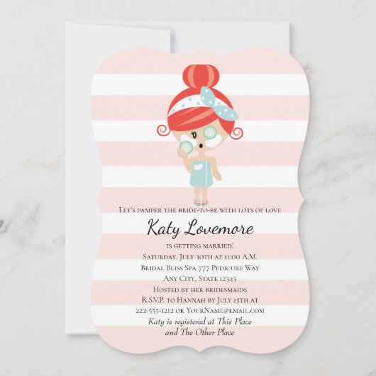 Pamper de Bride Bridal Shower Invitations Redhead Kaart (Voorkant)