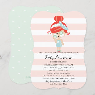 Pamper de Bride Bridal Shower Invitations Redhead Kaart