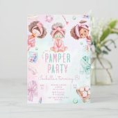 Pamper party Afro-Amerikaanse Spa Verjaardagsfeest Kaart (Staand voorkant)