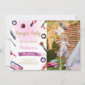 Pamper Party Birthday-uitnodigingen met foto Kaart (Voorkant)