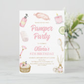 Pamper Party, Glam Party, Meisjes Spa Party Verjaa Kaart (Staand voorkant)