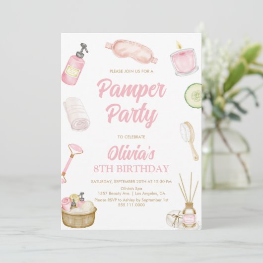 Pamper Party, Glam Party, Meisjes Spa Party Verjaa Kaart (Staand voorkant)
