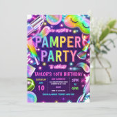 Pamper Party Glow Neon Spa Make-up Verjaardagsfees Kaart (Staand voorkant)