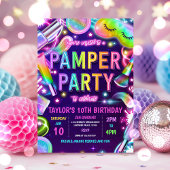 Pamper Party Glow Neon Spa Make-up Verjaardagsfees Kaart