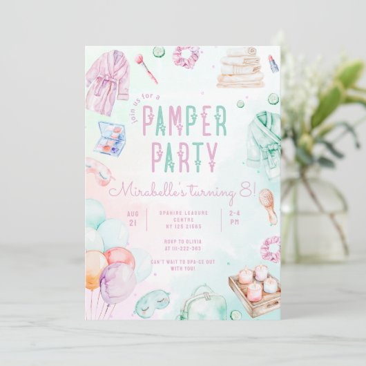 Pamper party Meisje Make-up Salon Verjaardagsfeest Kaart (Staand voorkant)