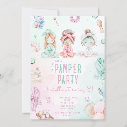Pamper party meisjes Salon Verjaardagsfeest Kaart (Voorkant)