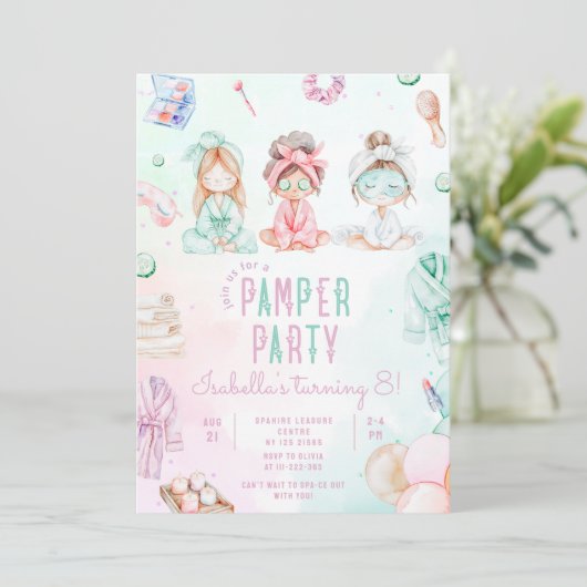 Pamper party meisjes Salon Verjaardagsfeest Kaart (Staand voorkant)