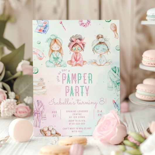 Pamper party meisjes Salon Verjaardagsfeest Kaart