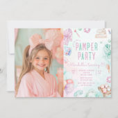 Pamper Party Pastel Glam Foto Verjaardagsfeest Kaart (Voorkant)
