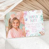 Pamper Party Pastel Glam Foto Verjaardagsfeest Kaart