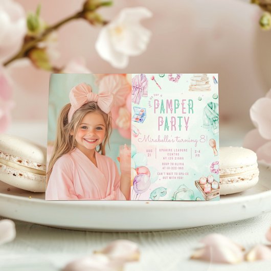 Pamper Party Pastel Glam Foto Verjaardagsfeest Kaart