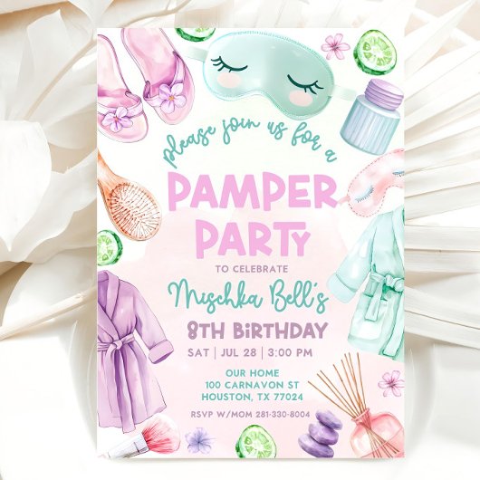 Pamper Party Uitnodigen, Meisjes Spa Verjaardag, S Kaart