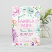 Pamper Party Uitnodigen, Meisjes Spa Verjaardag, S Kaart (Staand voorkant)