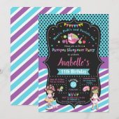 Pamper Sleepover Party Birthday Invitations Girls Kaart (Voorkant / Achterkant)