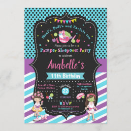 Pamper Sleepover Party Birthday Invitations Girls Kaart
