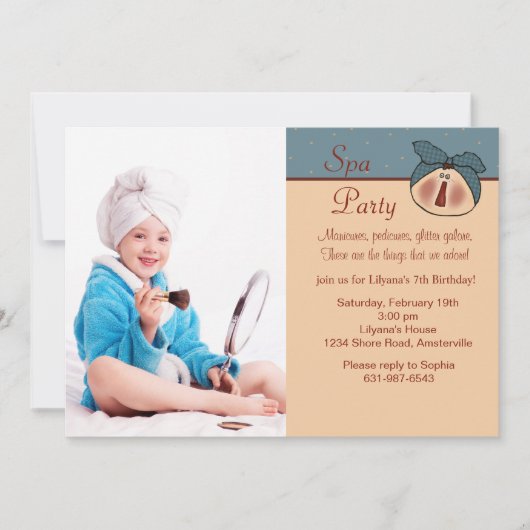 Pampered Beauty Photo Birthday Party Invitation Kaart (Voorkant)