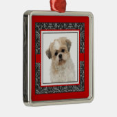Pampered Pet Elegant Damask Dog/Cat Foto Metalen Ornament (Rechts)