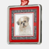 Pampered Pet Elegant Damask Dog/Cat Foto Metalen Ornament (Links)