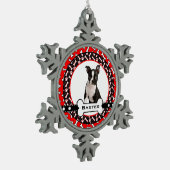 Pampered Pooch Dog Foto-Botten en schilderafdrukke Tin Sneeuwvlok Ornament (Links)