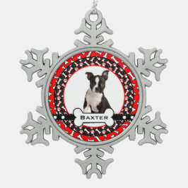 Pampered Pooch Dog Foto-Botten en schilderafdrukke Tin Sneeuwvlok Ornament