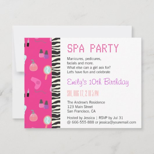 Pampering Spa Party, voor meisjes Kaart (Voorkant)