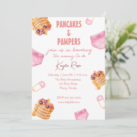 Pampers en Pannenkoeken baby shower Kaart (Staand voorkant)