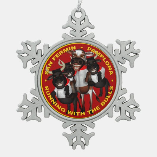 Pamplona - San Fermin Tin Sneeuwvlok Ornament (Voorkant)
