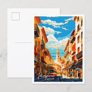 Pamplona Spanje vintage reisillustratie Briefkaart