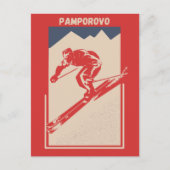 Pamporovo Bulgaria Ski Resort - Retro Red Briefkaart (Voorkant)