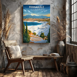 Pamukkale Turkey Travel Poster Canvas Wall Art Afdruk