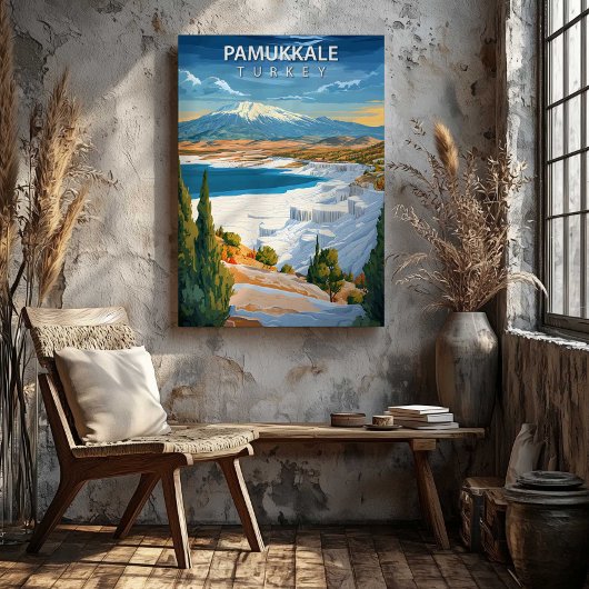 Pamukkale Turkey Travel Poster Canvas Wall Art Afdruk