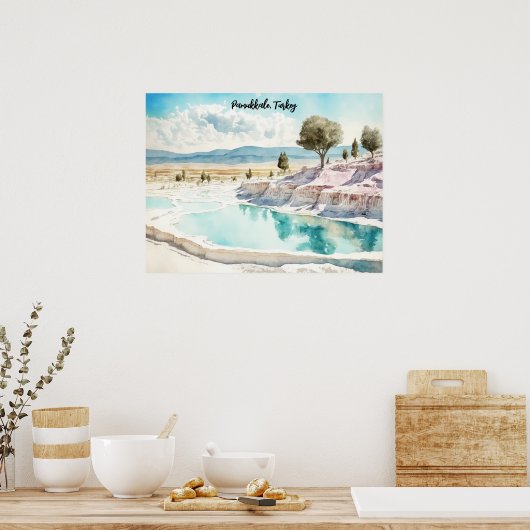 Pamukkale Turkije Reislandschap Poster (Keuken)