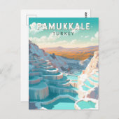 Pamukkale Turkije Reizen Kunst Vintage Briefkaart (Voorkant / Achterkant)