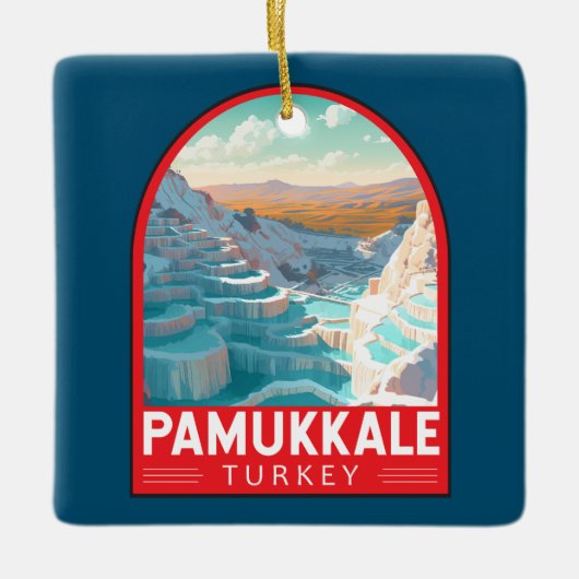 Pamukkale Turkije Reizen Kunst Vintage Keramisch Ornament (Voorkant)