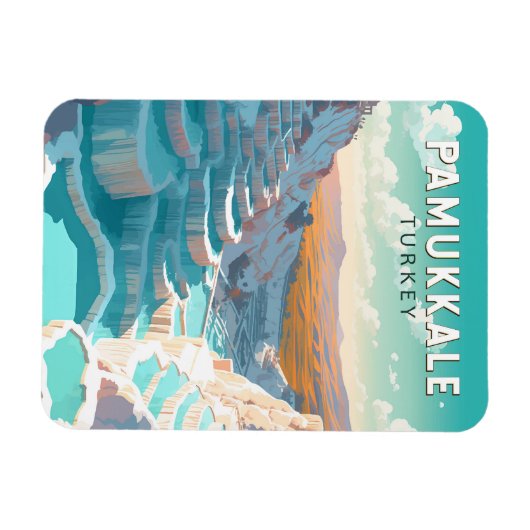 Pamukkale Turkije Reizen Kunst Vintage Magneet (Horizontaal)