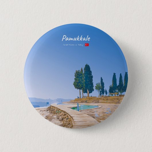 Pamukkale, Turkije - Thermische baden Ronde Button 5,7 Cm (Voorkant)