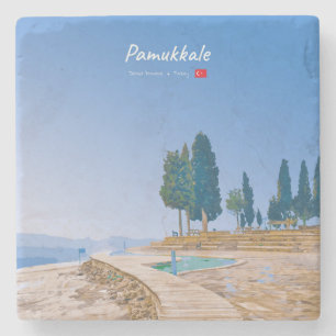 Pamukkale, Turkije - Thermische baden Stenen Onderzetter