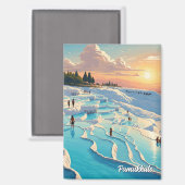 Pamukkale Turkije Travel Briefkaart Magneet (Voorkant / Achterkant)