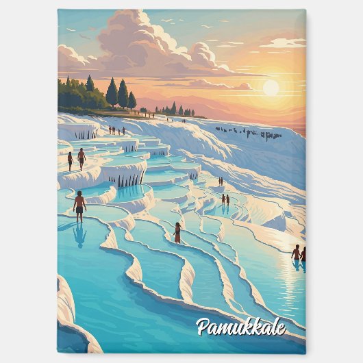 Pamukkale Turkije Travel Briefkaart Magneet (Voorkant)