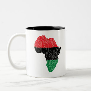 Pan African Flag Black History Maand Art Design Tweekleurige Koffiemok