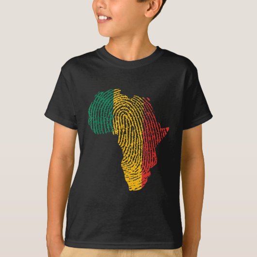 Pan African Flag Fingerprint Black History Maand P T-shirt (Voorkant)