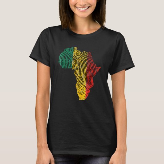 Pan African Flag Fingerprint Black History Month P T-shirt (Voorkant)