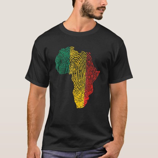 Pan African Flag Fingerprint Black History Month P T-shirt (Voorkant)