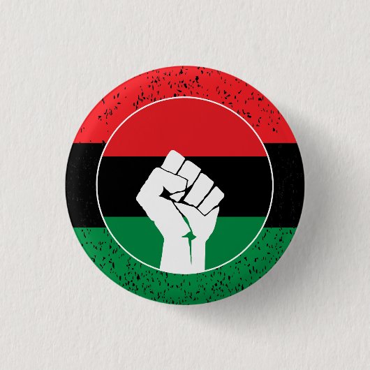 Pan African flag Fist, Afro American Black history Ronde Button 3,2 Cm (Voorkant)