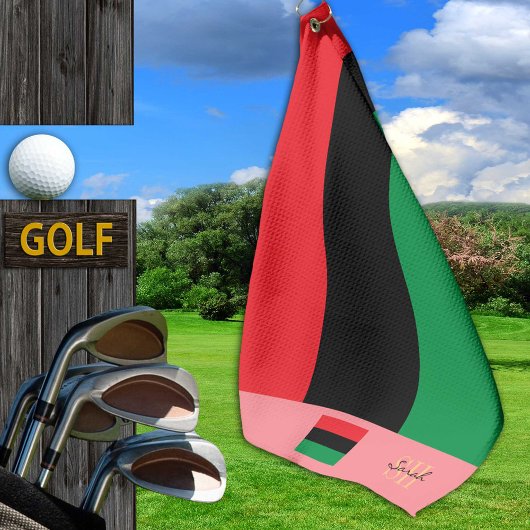 Pan African flag & Unia flag monogramma/symbol Golfhanddoek
