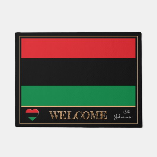 Pan African Flag & Unia Symbol house mats /Welcome Deurmat (Voorkant)