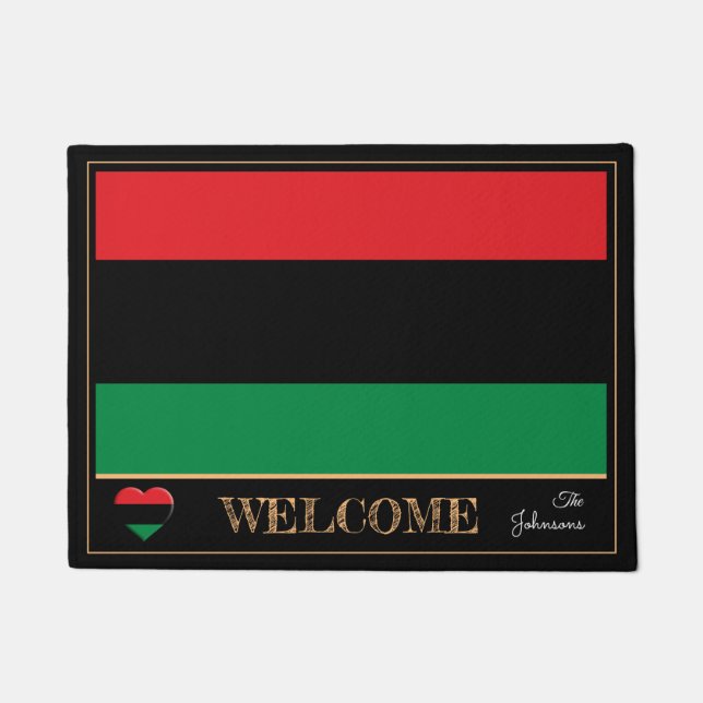 Pan African Flag & Unia Symbol house mats /Welcome Deurmat (Voorkant)