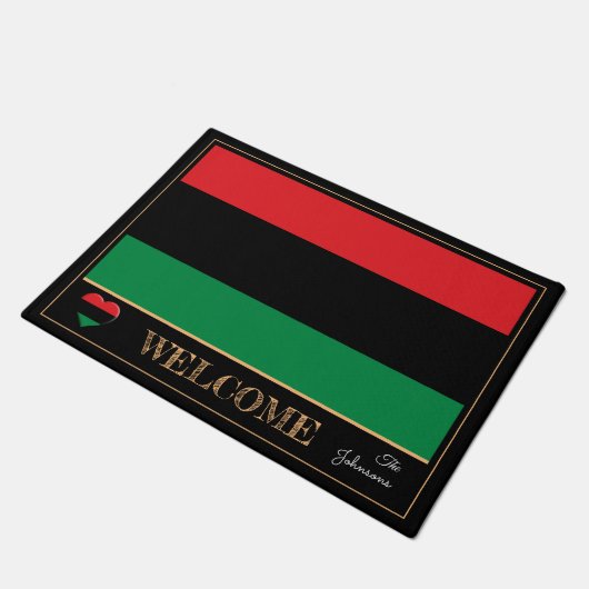 Pan African Flag & Unia Symbol house mats /Welcome Deurmat (Schuin)