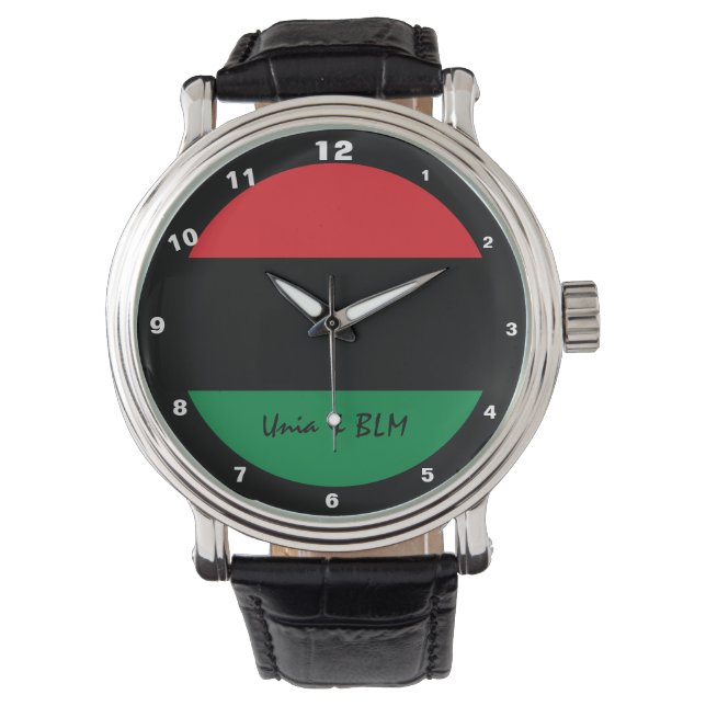 Pan African Flag & UNIA-symbool / sportfan Horloge (Voorkant)