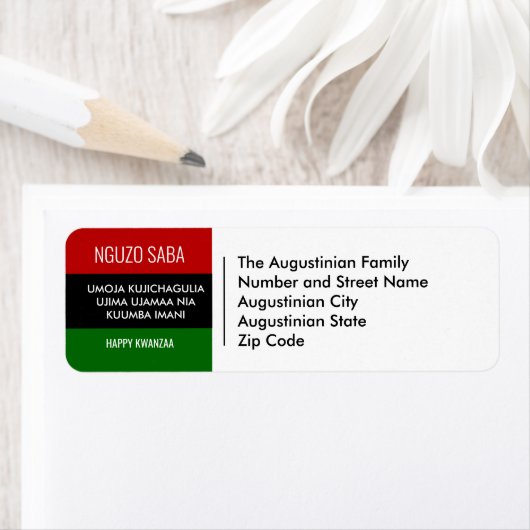 Pan African NGUZO SABA Happy Kwanzaa Adres Etiket (Insitu)